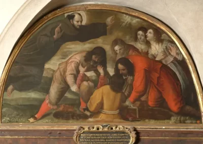 San Francesco salva un fanciullo - opera attribuita a Giovan Battista Pellizzari (1647)