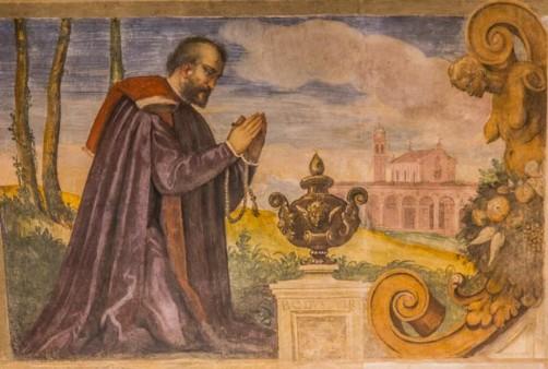 Affresco "Ritratto di Baldo Bonafari" (particolare della facciata di fondo della Sala della Carità di Padova)